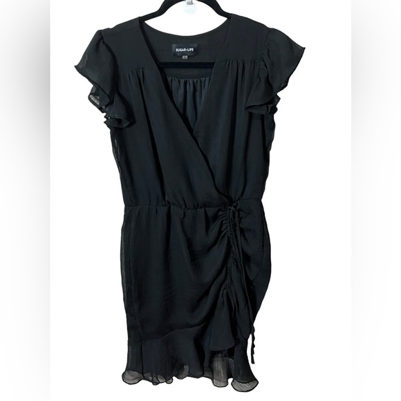 Black Sugarlips Ruched Mini Dress Size Small - Picture 4 of 11